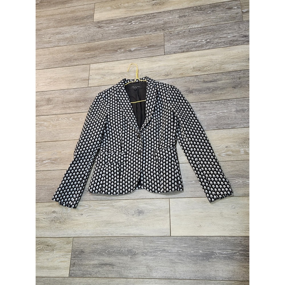 RAG & BONE Women's Black & White Arrow Patterned Blazer Size 0 MSRP 550